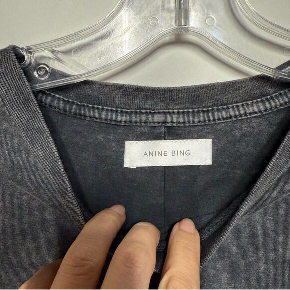 Anine Bing Vintage-Look Bing Tee in Black XS NWOT - Picture 5 of 13